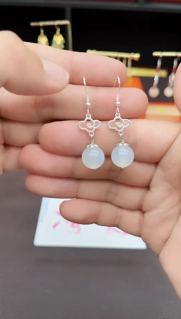 玛瑙/玉髓耳饰银S925镶嵌101000