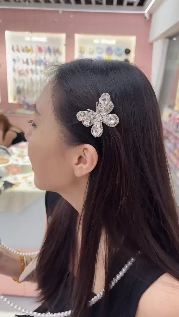 仿水晶非金属满钻蝴蝶结发夹