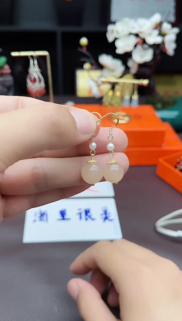 玛瑙/玉髓耳饰银S925镶嵌218000