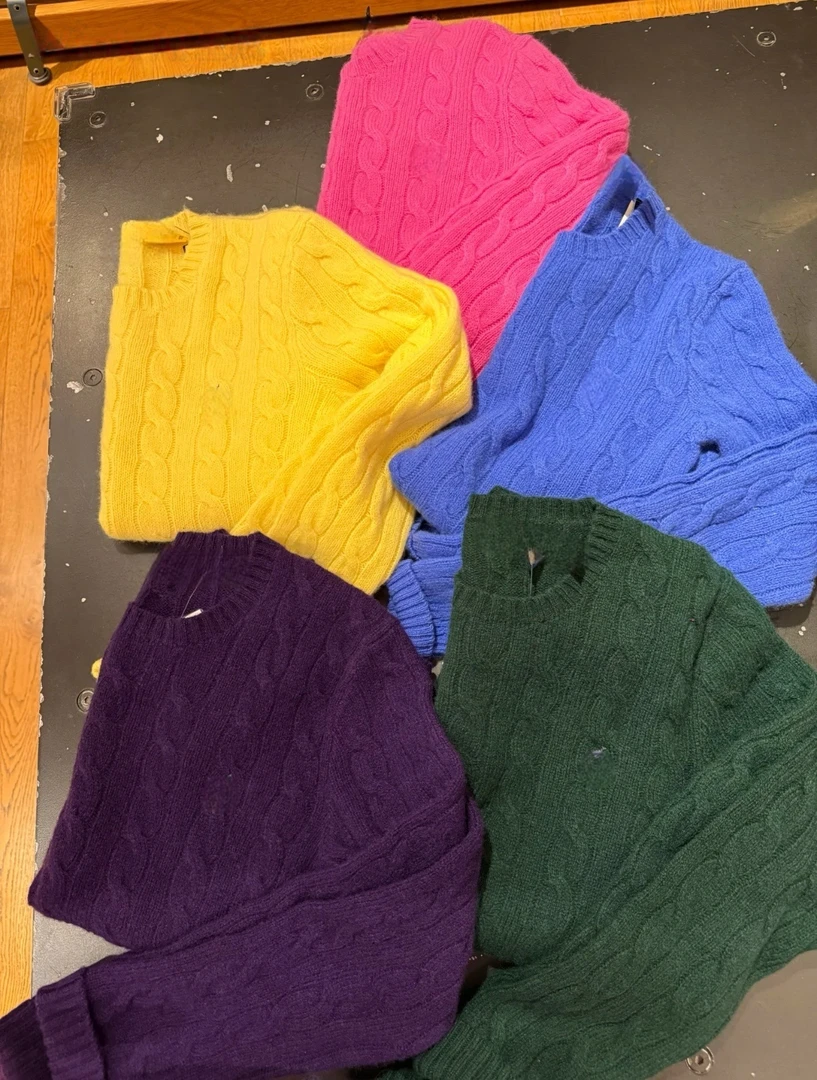 【100羊毛】【16个色】小马刺绣圆领长袖毛衣女宽松绞花打底衫针织衫