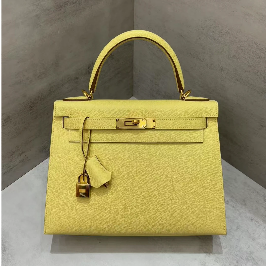 全新未使用 Hermes/爱马仕 kelly28 Epsom皮小鸡黄 Z刻全新全套