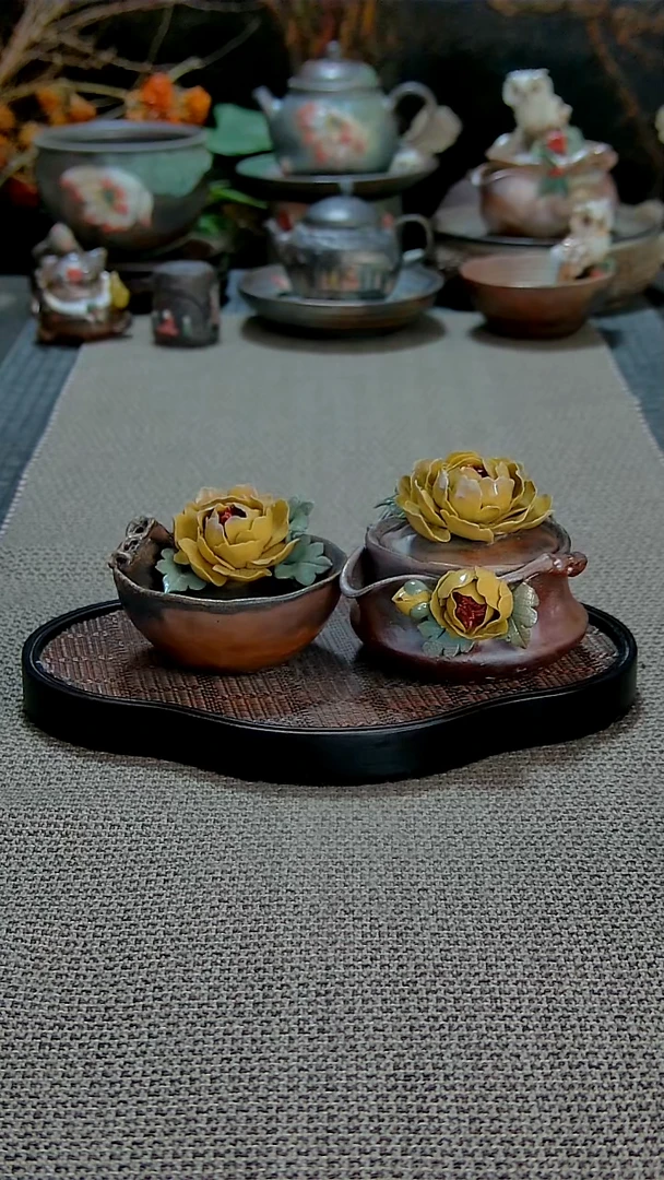 牡丹套装柴烧烧