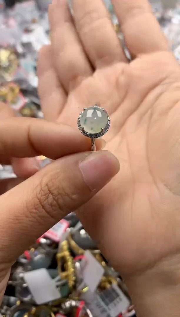 银S925镶嵌戒指翡翠555             9