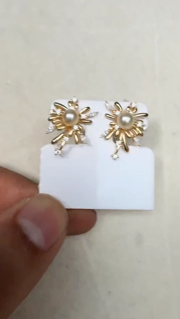 银S925镶嵌耳饰海水珍珠耳钉