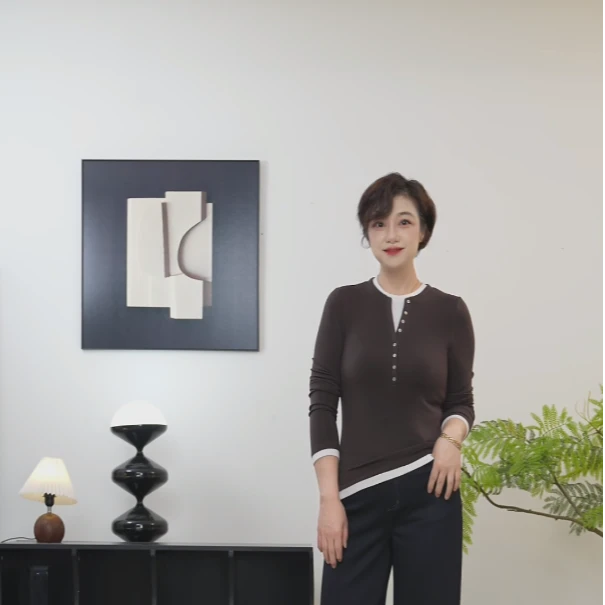 【U.M】天丝羊毛假两件长袖针织衫显瘦百搭