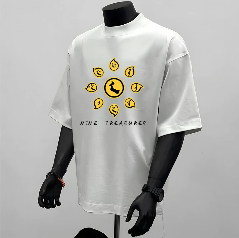 高品质国潮民族风休闲短袖夏季男士不透时尚百搭圆领半袖T恤上衣