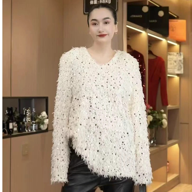 高级重工亮片气质针织衫