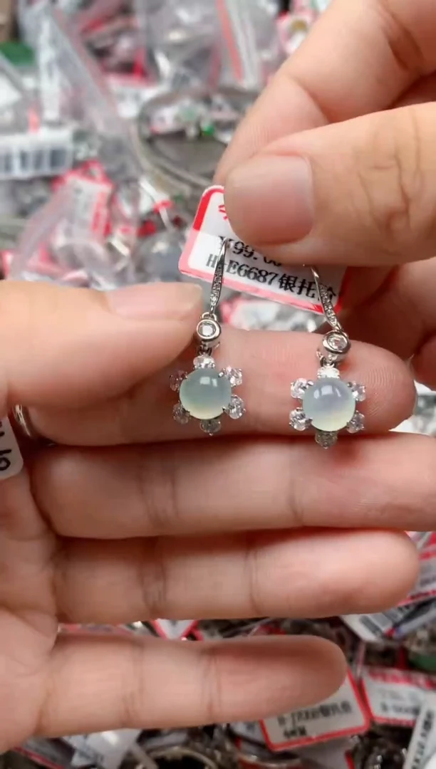 银S925镶嵌戒指翡翠天然A货缅甸翡翠