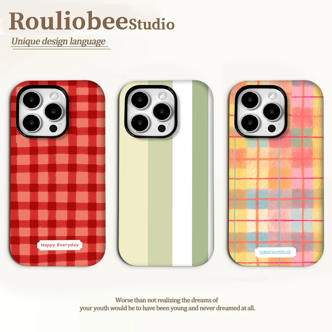 BANCA艺术彩色方格适用苹果16/15pro菲林手机壳华为vivo小米oppo