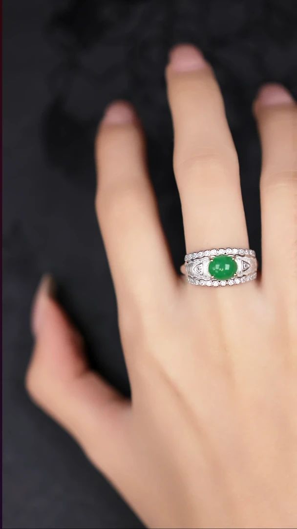 银S925镶嵌戒指翡翠工厂抛货 不退不换 多样性发其1////