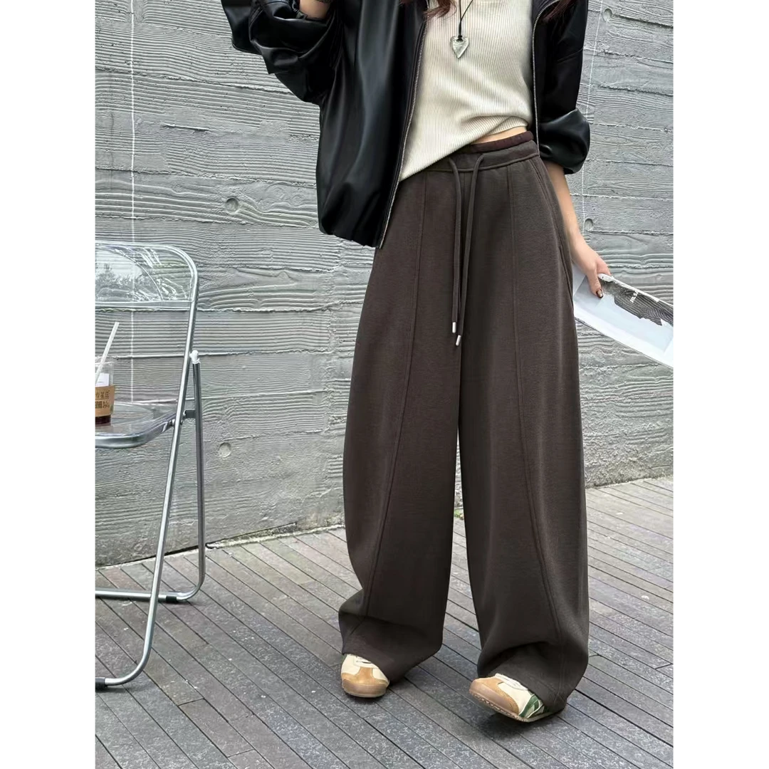 82589千炫家新款加绒加厚腰头撞色百搭显瘦长裤