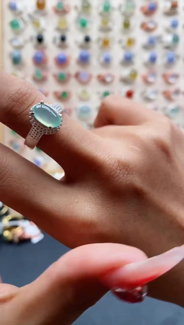 【闪购商品】翡翠戒指未镶嵌缅甸天然A货翡翠444 7+5