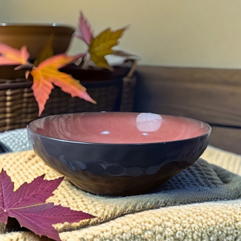 202 微瑕品10.5英寸窑变粉色大号和面盆