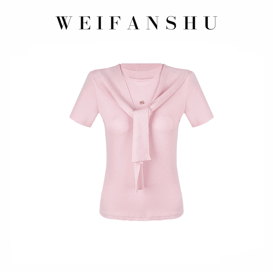 WEIFANSHU/魏凡舒【甜系韩女】春夏新款甜美减龄修身T恤针织上衣
