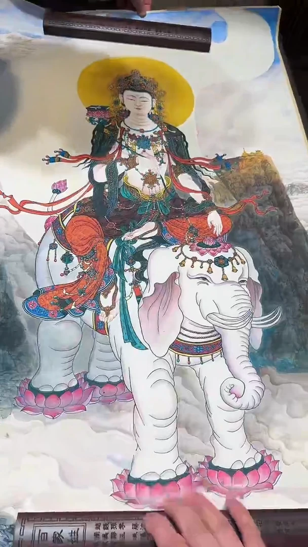 卷轴画【主播精品】高端卷轴画——唐卡AA162普贤菩萨