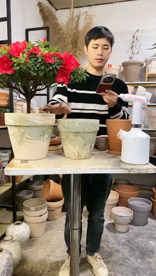 【闪购商品】陶20+23绿白陶组合 2盆无托