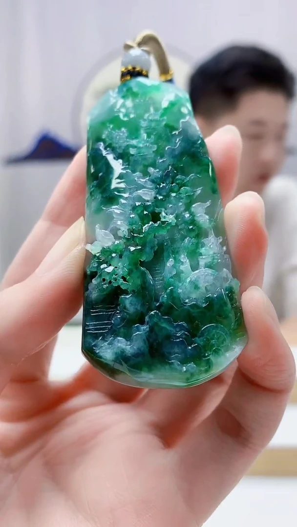 未镶嵌定制翡翠4917zm-毛货挂件山水94