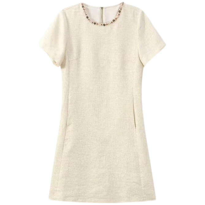 【封后轻奢设计】【琥珀低语】简约钉珠千金感设计感连衣裙5179/5178