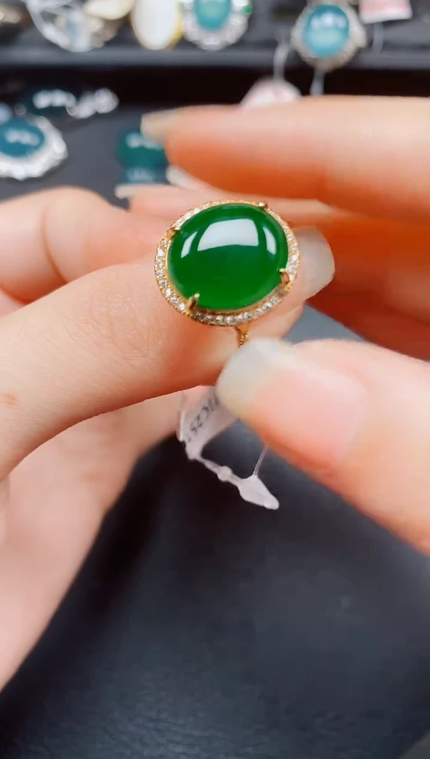 银S925镶嵌戒指翡翠翡翠
