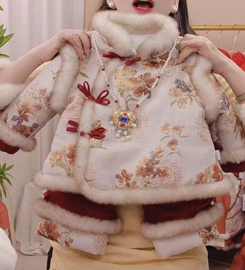 【月上海棠】女童汉服套装秋冬儿童国风唐装小童汉服宝宝拜年服