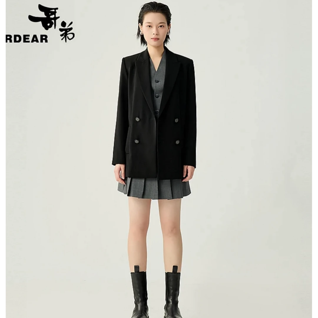 GIRDEAR/哥弟140002新款简约通勤质感宽松前短后长设计H版西装