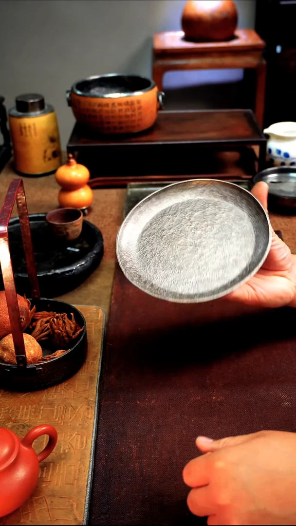 0481纯锡壶承茶盘直径16.5