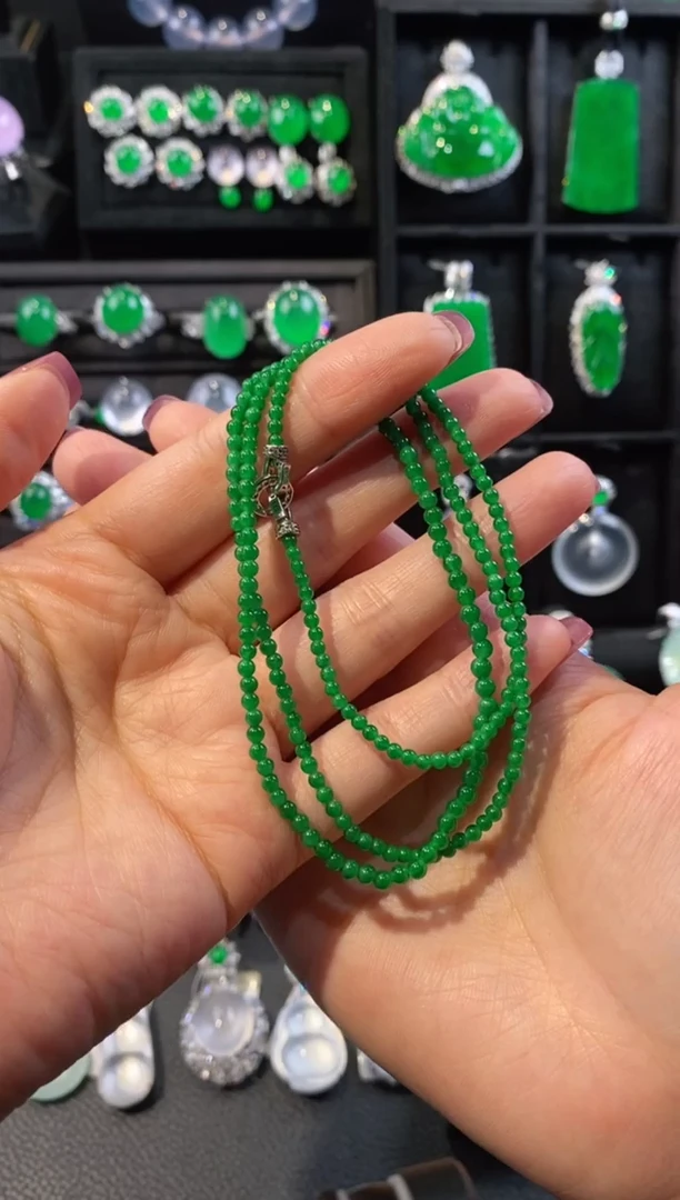 颈饰18K金镶嵌翡翠珠链5111311