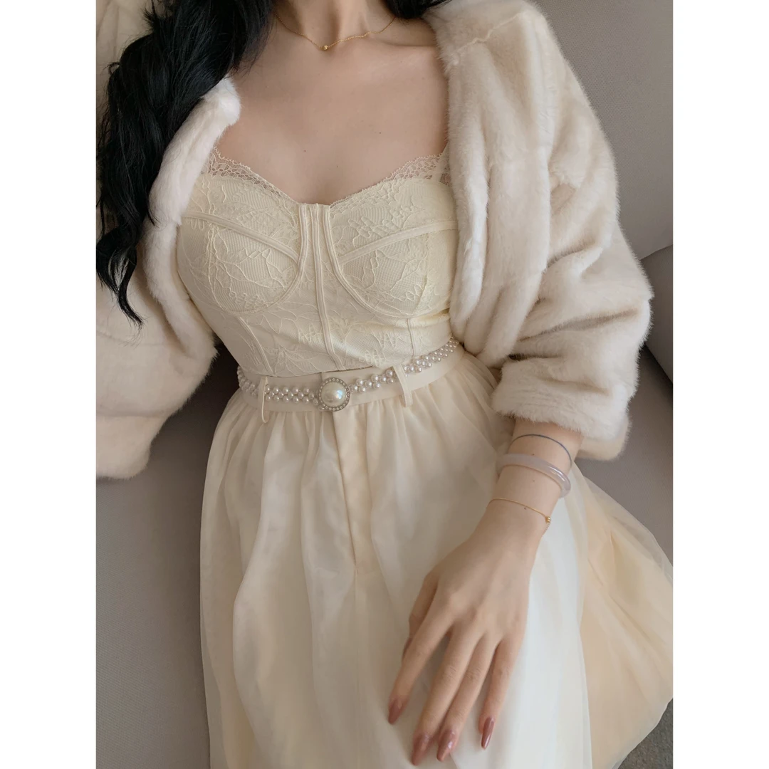 城南边儿1.4甜心布蕾蕾丝保暖内搭磨毛秋冬加厚背心