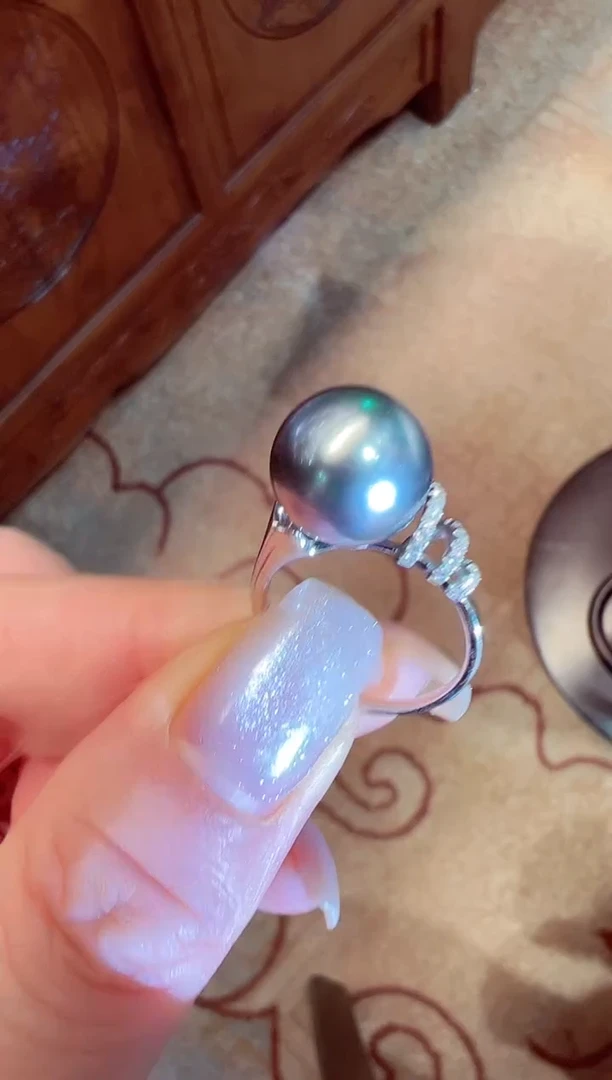 18K金镶嵌戒指海水珍珠静***闲海水珍珠戒指