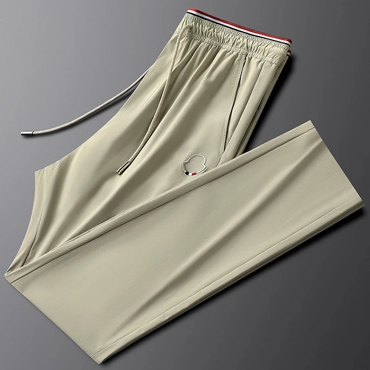 巴康波劳男士休闲裤子夏季薄款透气修身直筒速干冰丝凉感运动裤