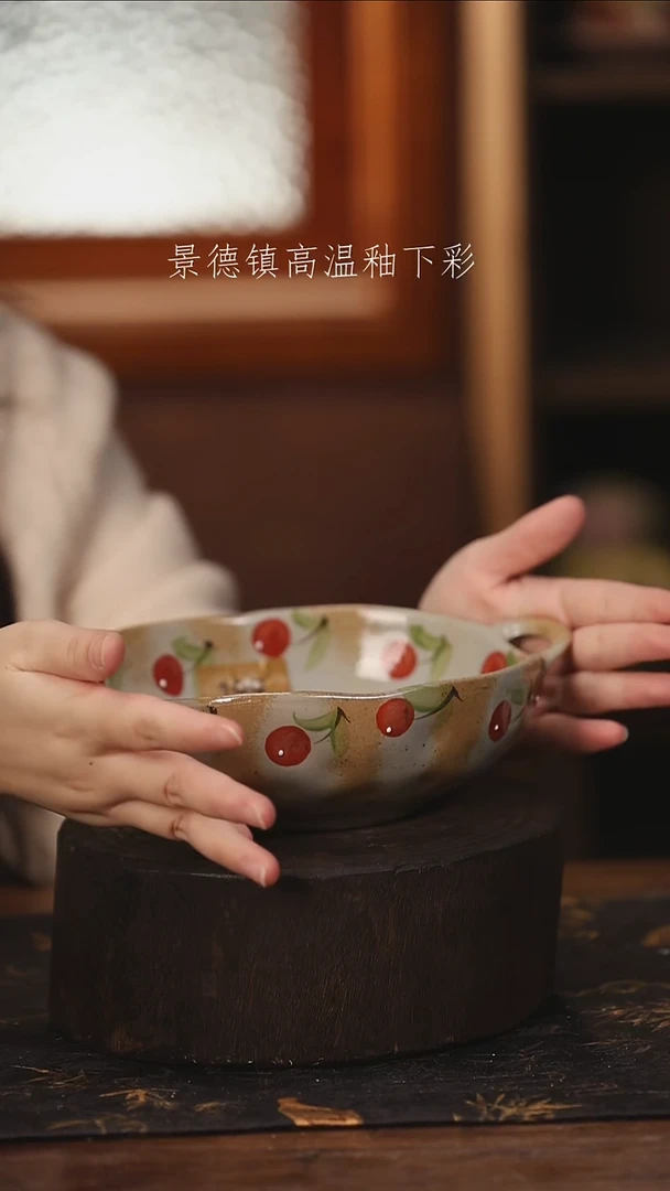 陶瓷景德镇高温釉下手绘陶瓷@L199@