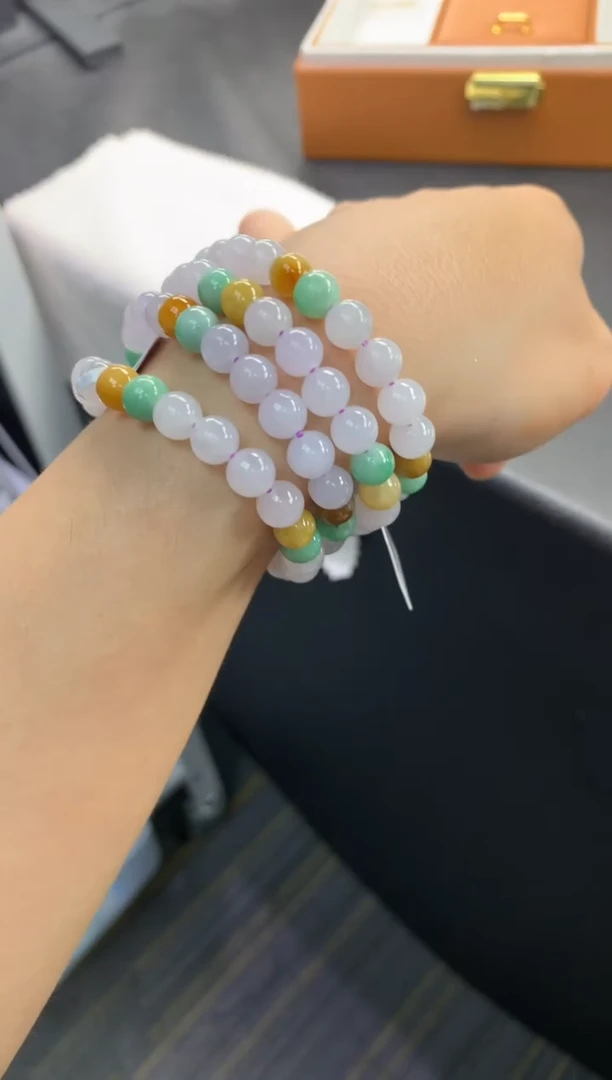 未镶嵌手链翡翠FC530 翡翠三彩手串 多样性发其一