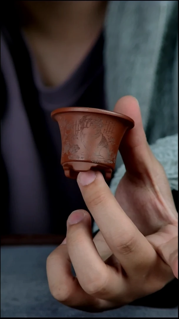 紫砂花盆4*3内径紫砂花盆