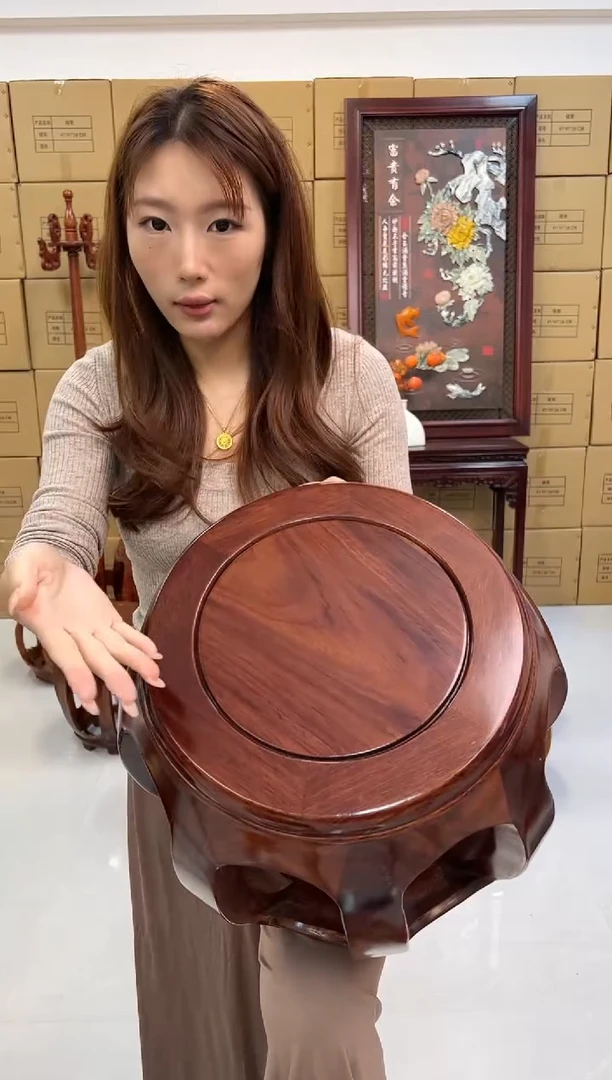 花梨木类家具2张小号胡桃色鼓凳