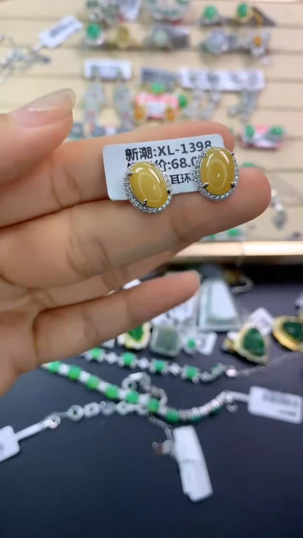 翡翠戒指银S925镶嵌翡翠 蛋面 银S925镶嵌