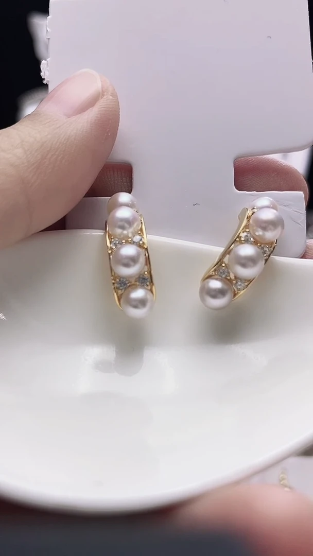 【闪购商品】银S925镶嵌海水珍珠耳饰海水akoya珍珠耳饰