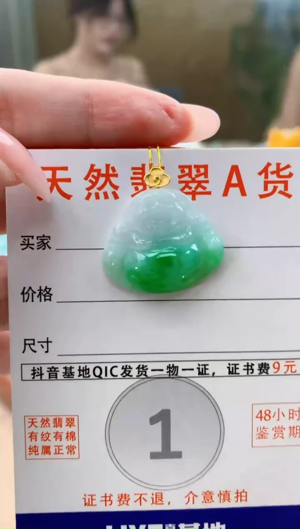 颈饰18K金镶嵌翡翠天然A货翡翠挂件