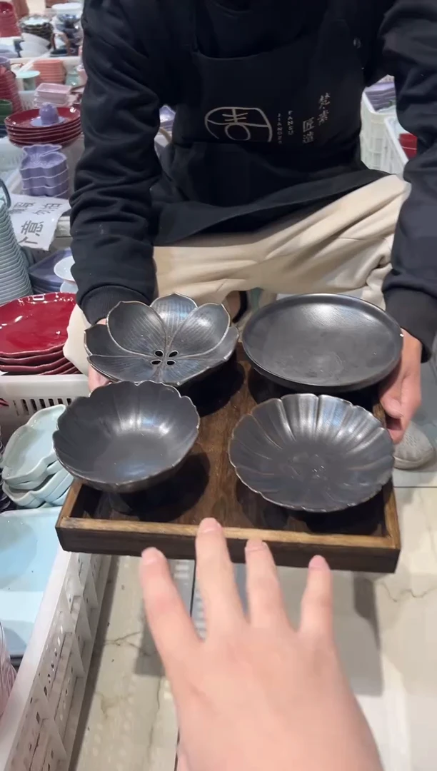 瓷片陶微瑕商品 介意勿拍 带托盘