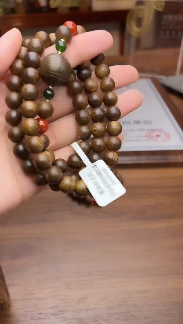 沉香手串沉香【非遗】富森红土铁锈红沉08三圈设计