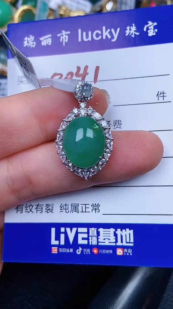 颈饰银S925镶嵌翡翠0041