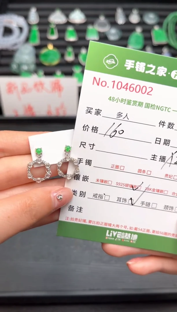 翡翠银S925镶嵌耳饰多人