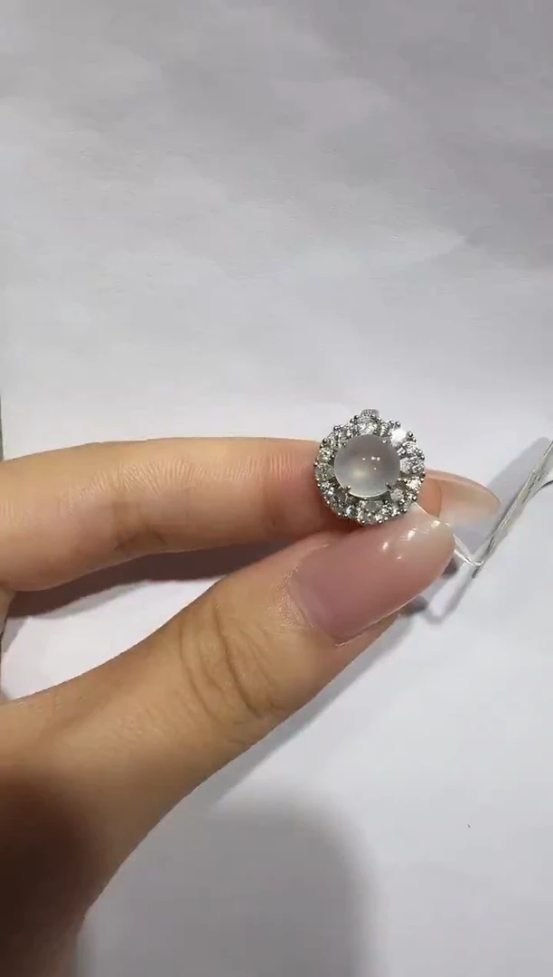 银S925镶嵌戒指翡翠925银镶翡翠戒指镶嵌204