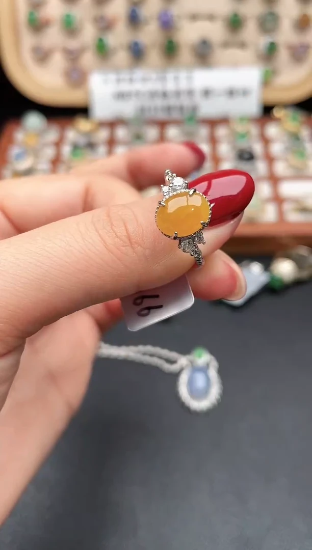 银S925镶嵌戒指翡翠一物一证一礼盒