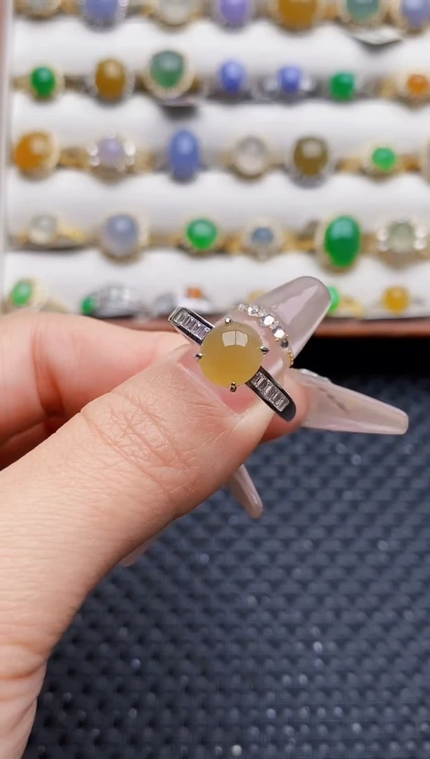 银S925镶嵌戒指翡翠7499