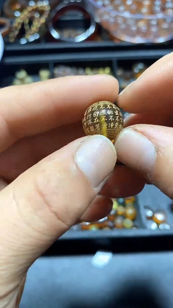 琥珀颈饰未镶嵌天然缅甸琥珀金文单珠