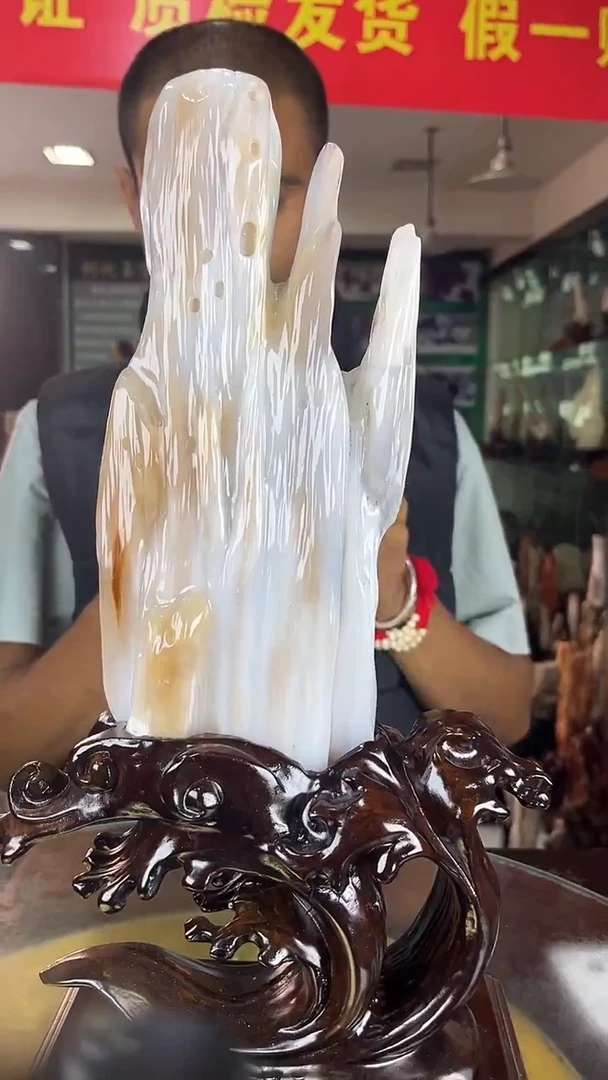 缅甸天然树化玉摆件