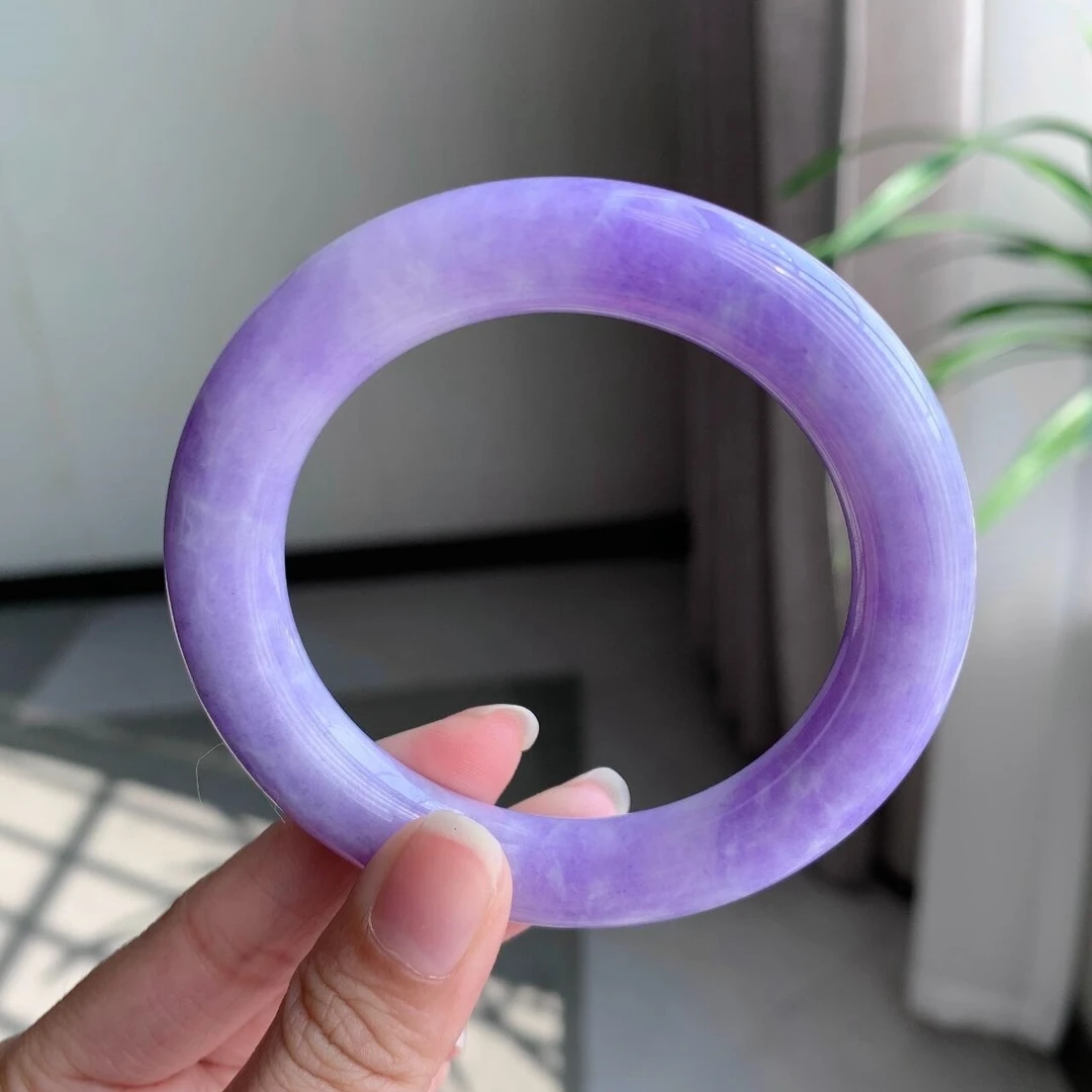 上等高品紫罗兰玉髓手镯天然正品薰衣草紫玛瑙胖圆镯女多样性发一