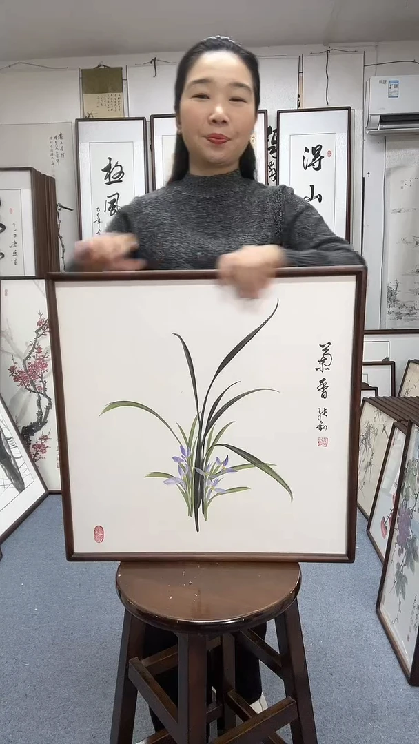 国画尺寸52*52实木画框京东包邮手绘