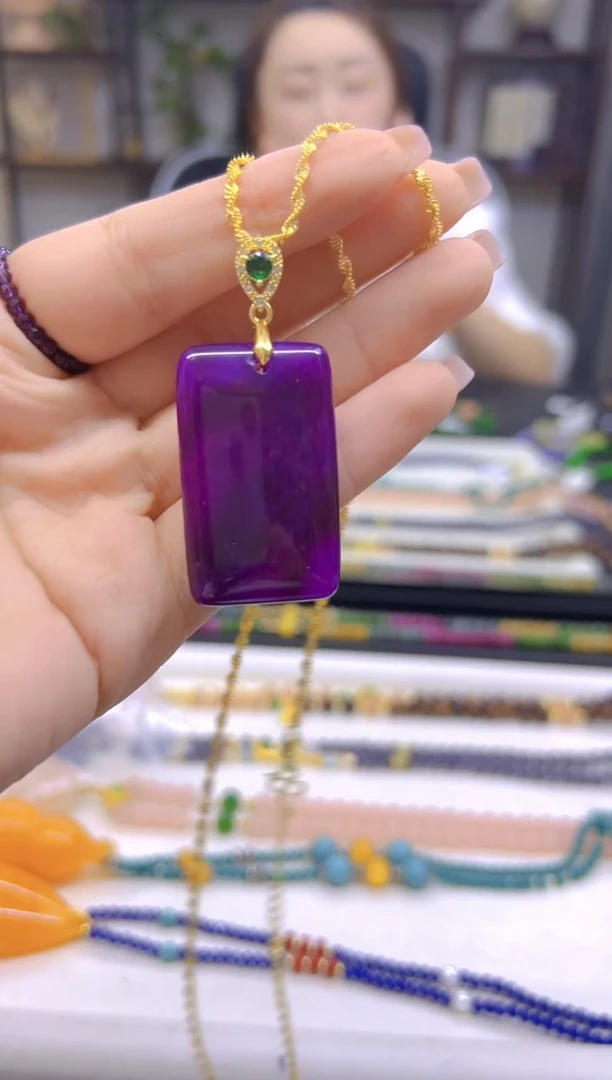 银S925镀金镶嵌苏纪石（舒俱来）吊坠(赠链)DIY款D252