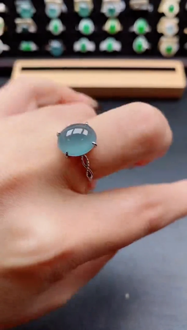 银S925镶嵌戒指翡翠1